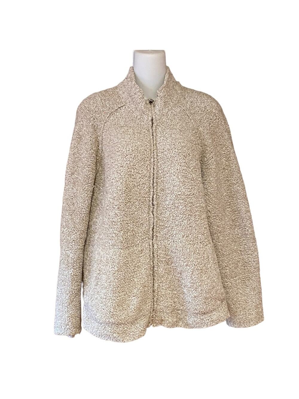 Natural Reflections Women's Large Oatmeal Full Zip Cardigan